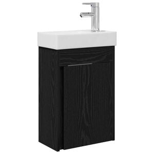 vidaXL Badrumsspegel med kran Svart ek 40,5 x 22,5 x 62 cm