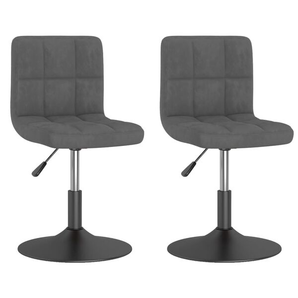 vidaXL Snurrbara matstolar 2 st mörkgrå sammet