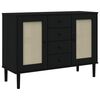vidaXL Sidobord SENJA rottinglook svart 112x40x80 cm massiv furu