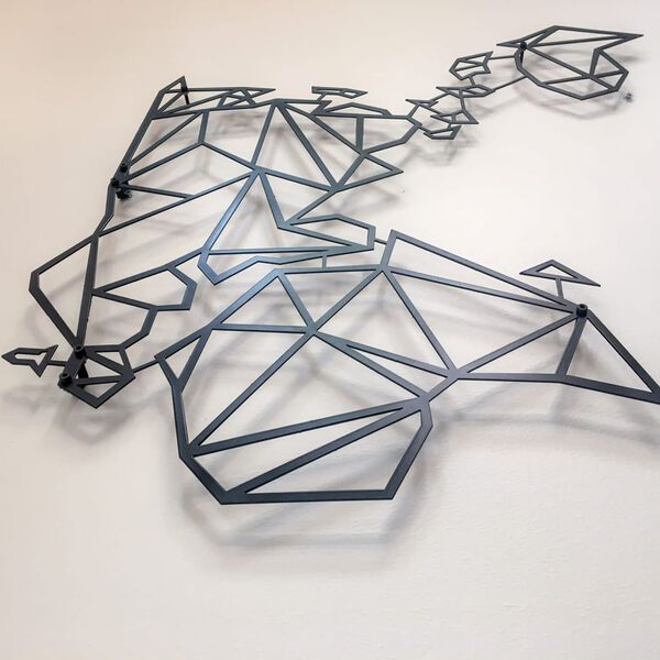 Homemania V&auml;ggdekoration World 100x58 cm svart st&aring;l