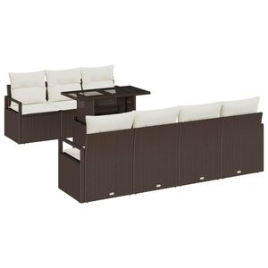 vidaXL Tr&auml;dg&aring;rdsoffset med kudde med lagring 8 pcs Brun Poly rattan