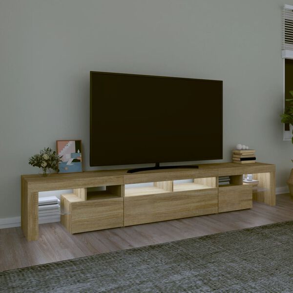 vidaXL Tv-b&auml;nk med LED-belysning sonoma ek 230x36,5x40 cm