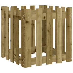 vidaXL Odlingsl&aring;da med staket-design 50x50x50 cm impregnerat furu