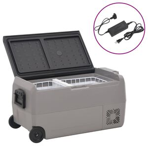 vidaXL Kylbox med hjul och adapter 50 L svart & gr&aring; PP & PE