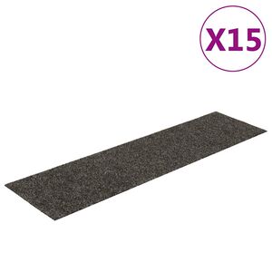 vidaXL Trappmattor sj&auml;lvh&auml;ftande 15 st 76x20 cm antracit rektangul&auml;ra