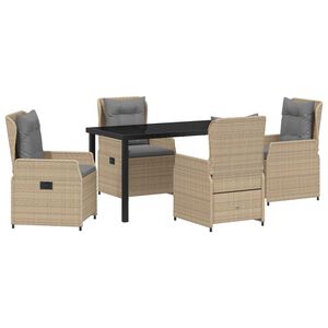 vidaXL Tr&auml;dg&aring;rdsm&ouml;belset 5 pcs Beige och Ljusgr&aring; konstrotting