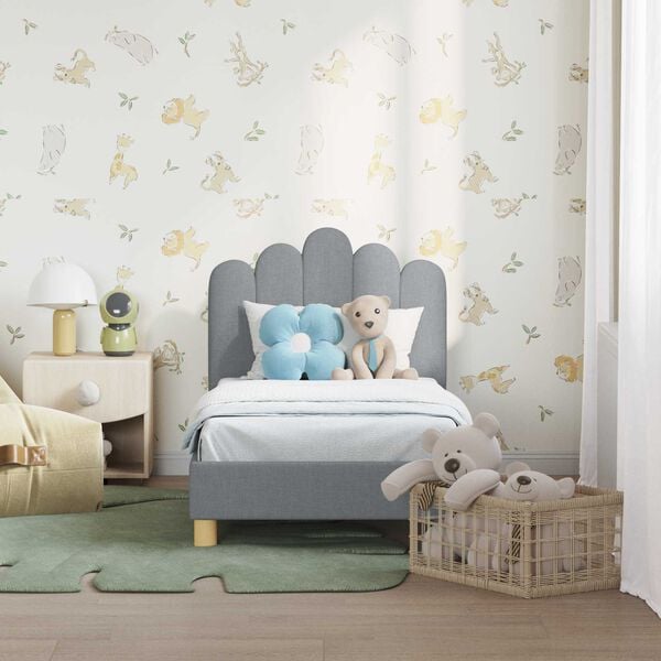 vidaXL Sängram för småbarn med huvudgavel Ljusgrå 70 x 140 cm tyg