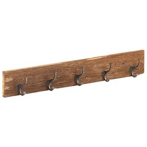 vidaXL Kroklist med 5 krokar 100x2,5x15 cm massivt &aring;tervunnet tr&auml;