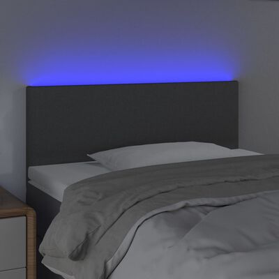 vidaXL Sänggavel LED mörkgrå 80x5x78/88 cm tyg