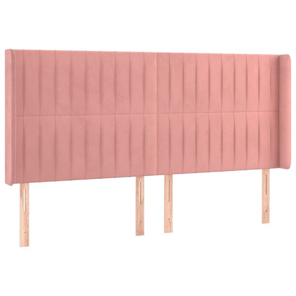 vidaXL S&auml;nggavel med kanter rosa 203x16x118/128 cm sammet