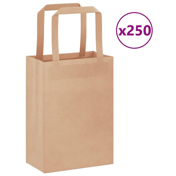 vidaXL Pappersp&aring;sar 250 st med handtag brun 15x8x21 cm
