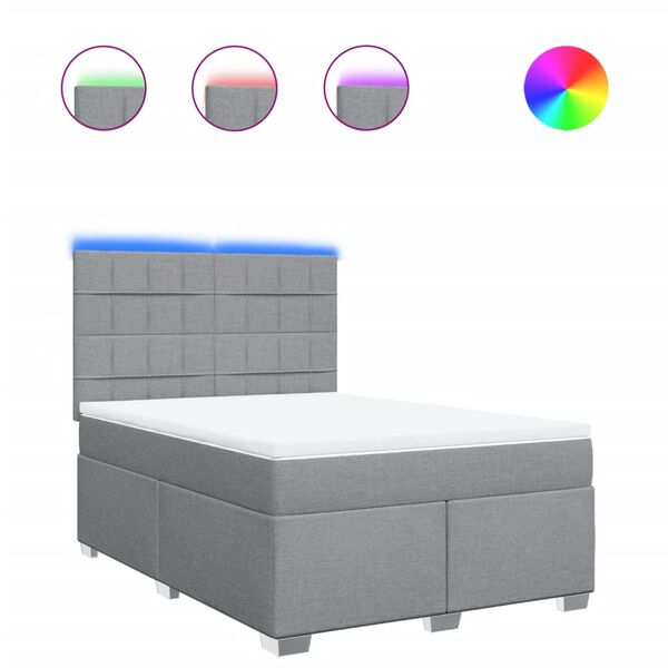 vidaXL Rams&auml;ng med madrass ljusgr&aring; 140x200 cm tyg