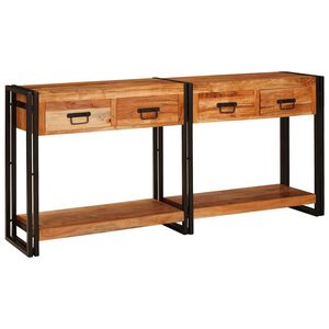 vidaXL Konsolbord 2 st Brun 161 x 33 x 75 cm Massivt Akaciatr&auml;
