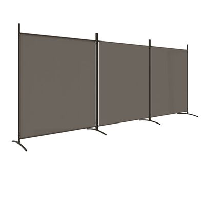 vidaXL Rumsavdelare 3 paneler antracit 525x180 cm tyg