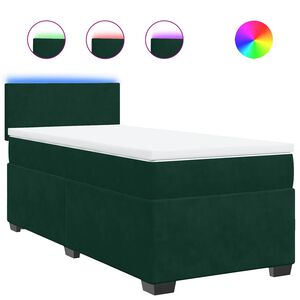 vidaXL Rams&auml;ng med madrass m&ouml;rkgr&ouml;n 80x200 cm sammet