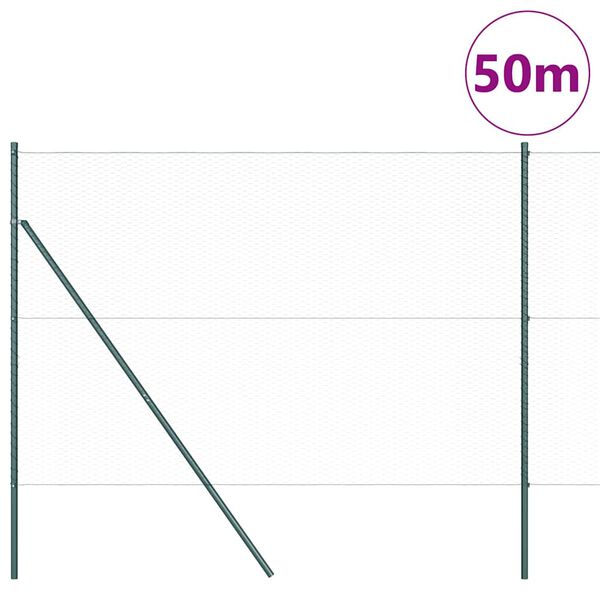 vidaXL Stängselstolpe Grön 50 x 1,6 m (25 mm nät) Stål och PVC