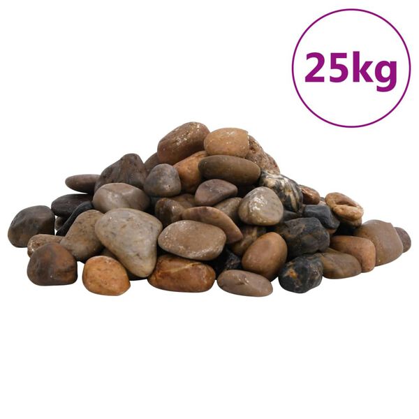 vidaXL Polerad sm&aring;sten 25 kg blandade f&auml;rger 2-5 cm