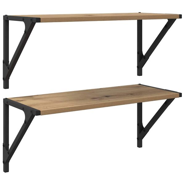 vidaXL V&auml;gg hyllor 2 pcs Artisan Ek 60 x 25 x 25,5 cm Konstruerat tr&auml;