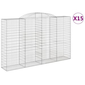 vidaXL Gabioner b&aring;gformade 15 st 300x50x180/200 cm galvaniserat j&auml;rn