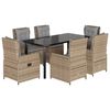 vidaXL Matgrupp f&ouml;r tr&auml;dg&aring;rden med dynor 7 delar beige konstrotting