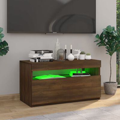 vidaXL Tv-bänk med LED-belysning brun ek 75x35x40 cm