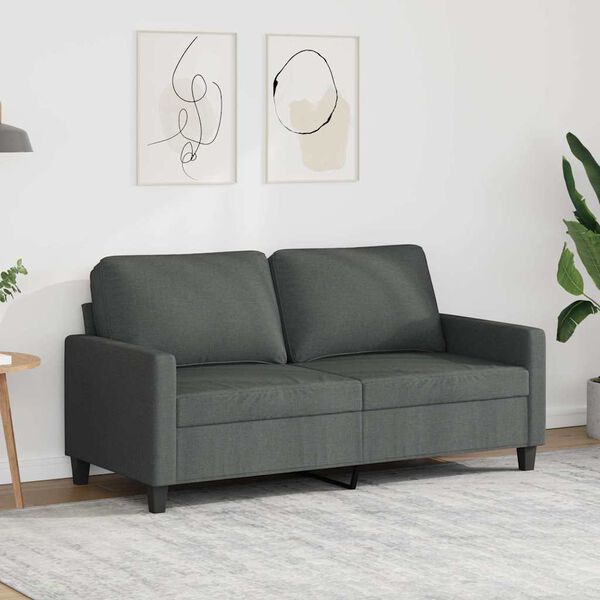 vidaXL Soffa 2-sits m&ouml;rkgr&aring; 140 cm tyg