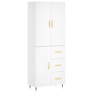vidaXL H&ouml;gsk&aring;p vit 69,5x34x180 cm konstruerat tr&auml;