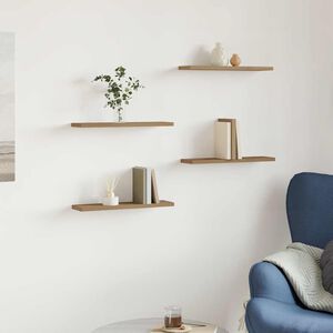 vidaXL V&auml;gghyllor 4 st artisan ek 40x10x1,5 cm konstruerat tr&auml;