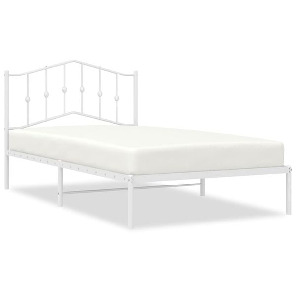 vidaXL Sängram med huvudgavel metall vit 107x203 cm