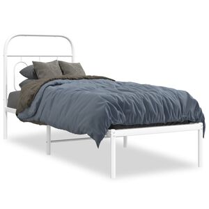 vidaXL S&auml;ngram utan madrass med huvudgavel metall vit 75x190 cm
