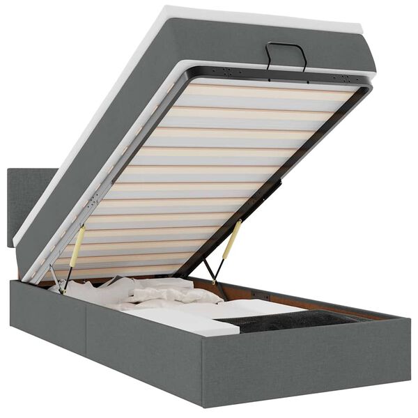 vidaXL Ottoman s&auml;ngram med madrass m&ouml;rkgr&aring; 100x200 cm tyg