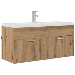vidaXL Badrumssk&aring;p Artisan Ek 100 x 38,5 x 46 cm Konstruerat tr&auml;