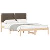 vidaXL S&auml;ngram med Kl&auml;dd Huvudgavel Taupe 135 x 190 cm Massivt furu