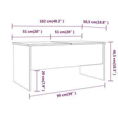 vidaXL Soffbord betonggrå 102x50,5x46,5 cm konstruerat trä