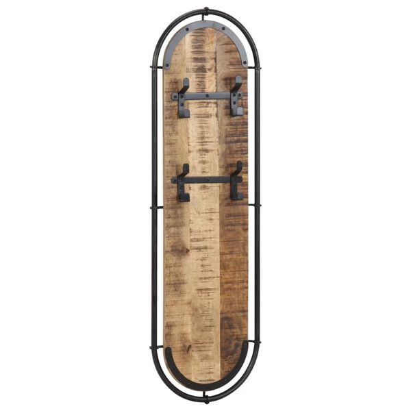 vidaXL Väggmonterad klädhängare med 4krokar 2st massivt grovt mangoträ