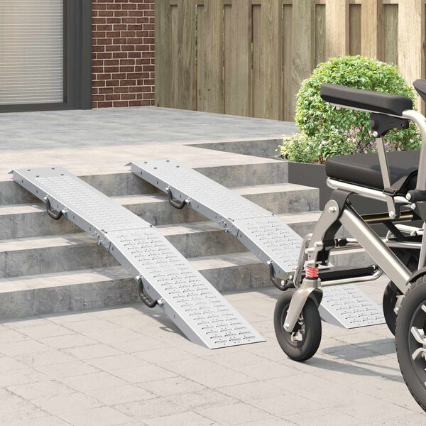 vidaXL Lastnings Ramp 2 pcs Silver 166 x 22,5 x 4,5 cm