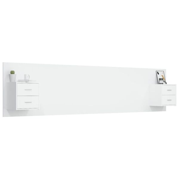 vidaXL Sänggavel med lådor vit konstruerat trä