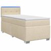vidaXL Boxspring s&auml;ng med madrass och LED Gr&auml;ddvit 90 x 190 cm Tyg