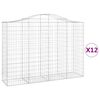 vidaXL Gabioner b&aring;gformade 12 st 200x50x140/160 cm galvaniserat j&auml;rn
