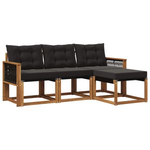 vidaXL Utomhussoffset med kudde 4 pcs Naturlig och svart