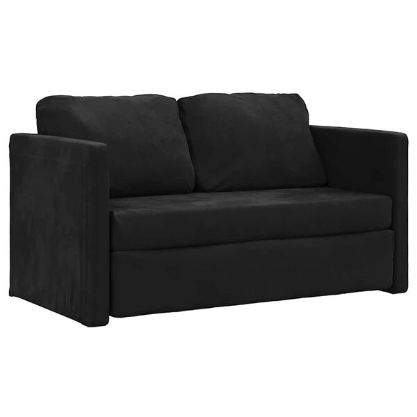vidaXL Golvb&auml;ddsoffa 2-i-1 svart 122x204x55 cm sammet