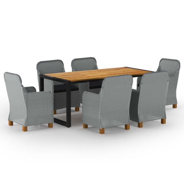 vidaXL Matgrupp f&ouml;r tr&auml;dg&aring;rden 7 delar ljusgr&aring;