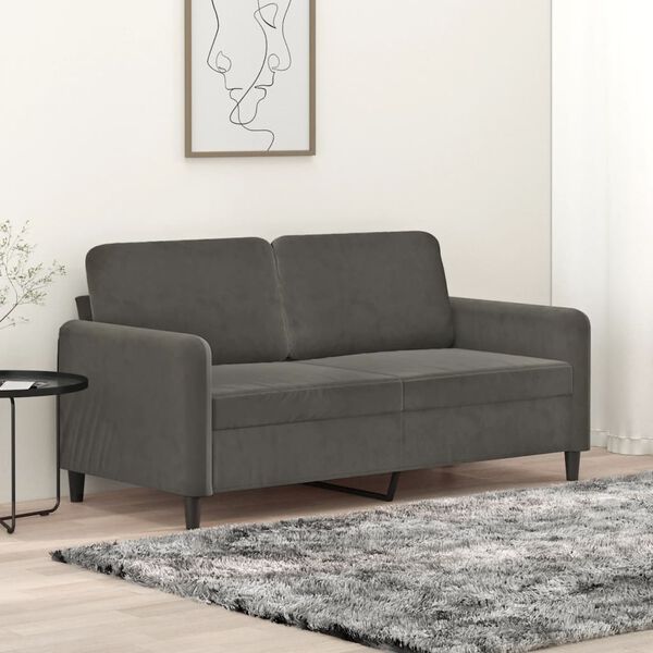 vidaXL Soffa 2-sits m&ouml;rkgr&aring; 140 cm sammet