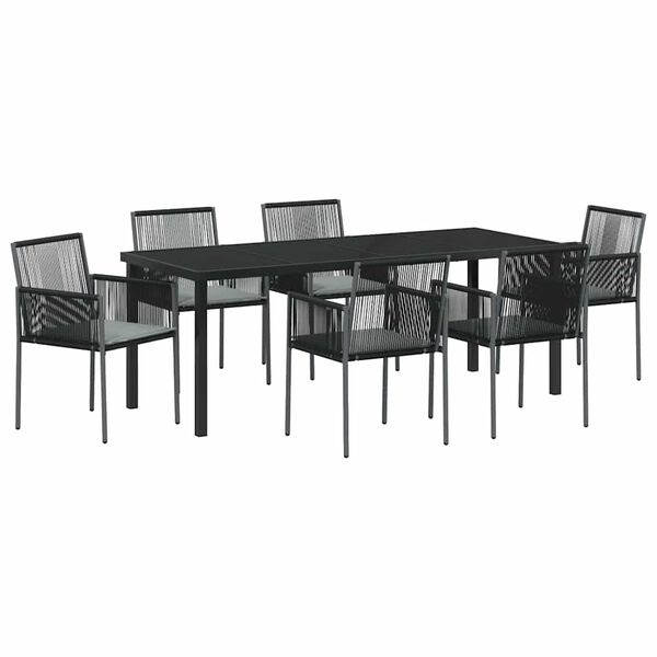 vidaXL Tr&auml;dg&aring;rdsm&ouml;belset 7 pcs Svart PE Rattan