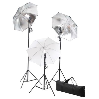 vidaXL Studiobelysning med stativ & paraply 24 W