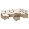 vidaXL Soffset 9 st Beige och gr&auml;ddf&auml;rgad konstrotting