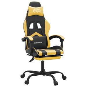 vidaXL Gamingstol med fotst&ouml;d svart och guld konstl&auml;der