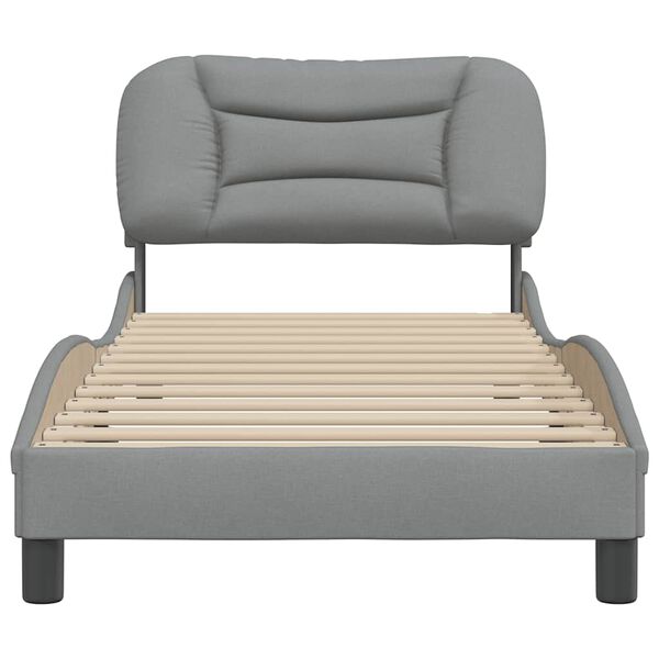 vidaXL Bed Frame without Mattress "Hvar" Light Grey 90x190 cm Fabric
