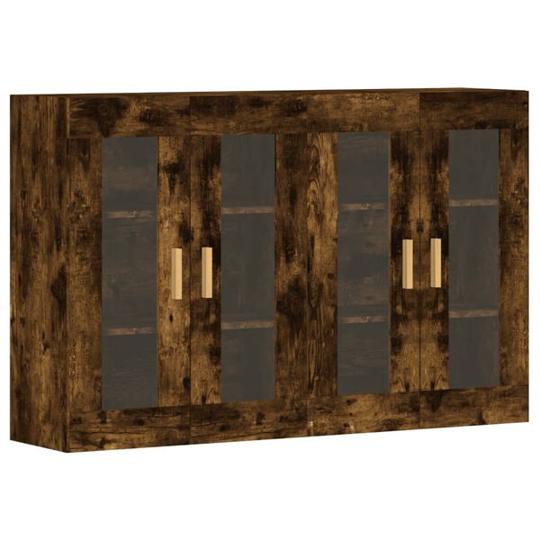 vidaXL V&auml;ggmonterade sk&aring;p 2 st r&ouml;kf&auml;rgad ek konstruerat tr&auml;