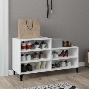 vidaXL Skosk&aring;p vit h&ouml;gglans 102x36x60 cm konstruerat tr&auml;
